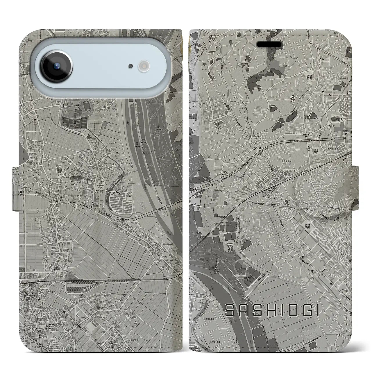 【指扇（埼玉県）】地図柄iPhoneケース（手帳タイプ）