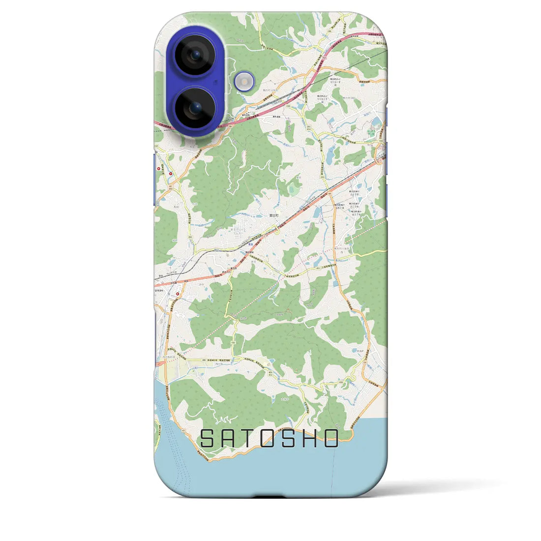 【里庄（岡山県）】地図柄iPhoneケース（バックカバータイプ）ナチュラル・iPhone 16 Pro Max 用