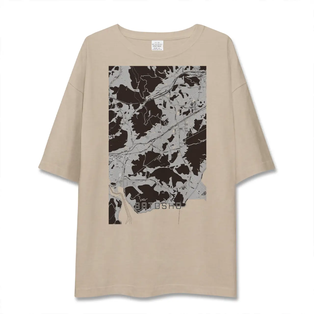 【里庄（岡山県）】地図柄ビッグシルエットTシャツ