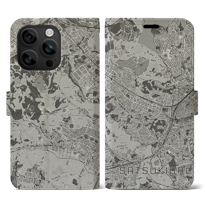 【五月台（神奈川県）】地図柄iPhoneケース（手帳タイプ）モノトーン・iPhone 16 用