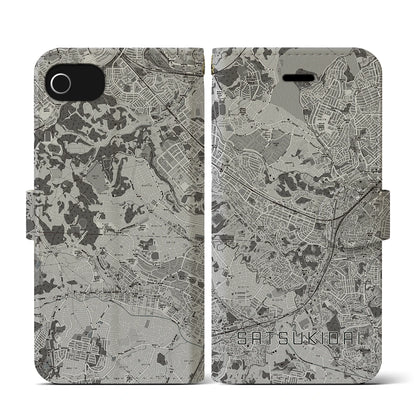 【五月台（神奈川県）】地図柄iPhoneケース（手帳タイプ）モノトーン・iPhone SE（第3 / 第2世代） / 8 / 7 / 6s / 6 用