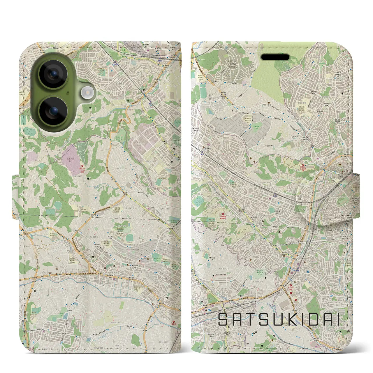 【五月台（神奈川県）】地図柄iPhoneケース（手帳タイプ）