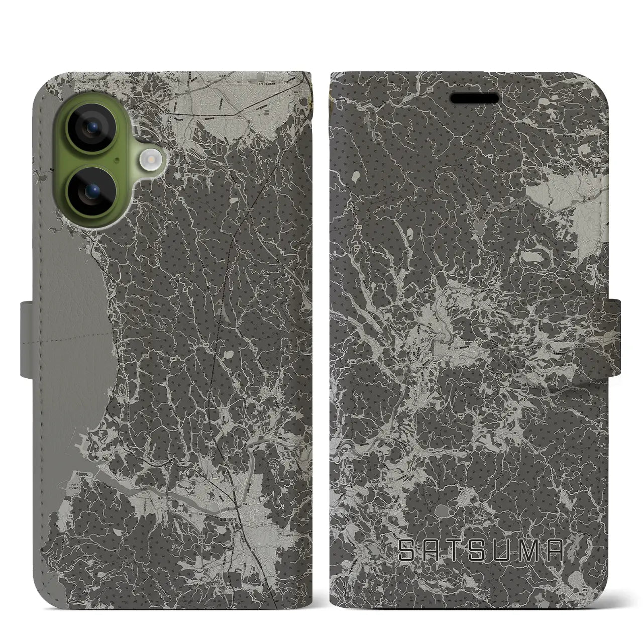 【さつま（鹿児島県）】地図柄iPhoneケース（手帳タイプ）