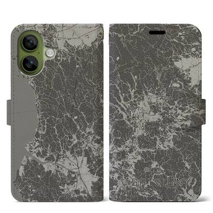 【さつま（鹿児島県）】地図柄iPhoneケース（手帳タイプ）