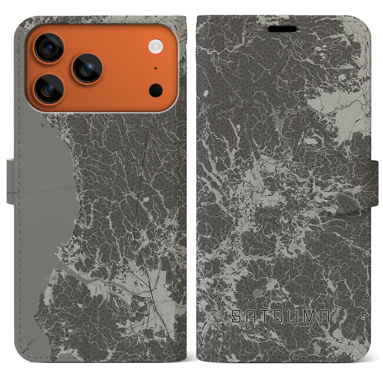 【さつま（鹿児島県）】地図柄iPhoneケース（手帳タイプ）