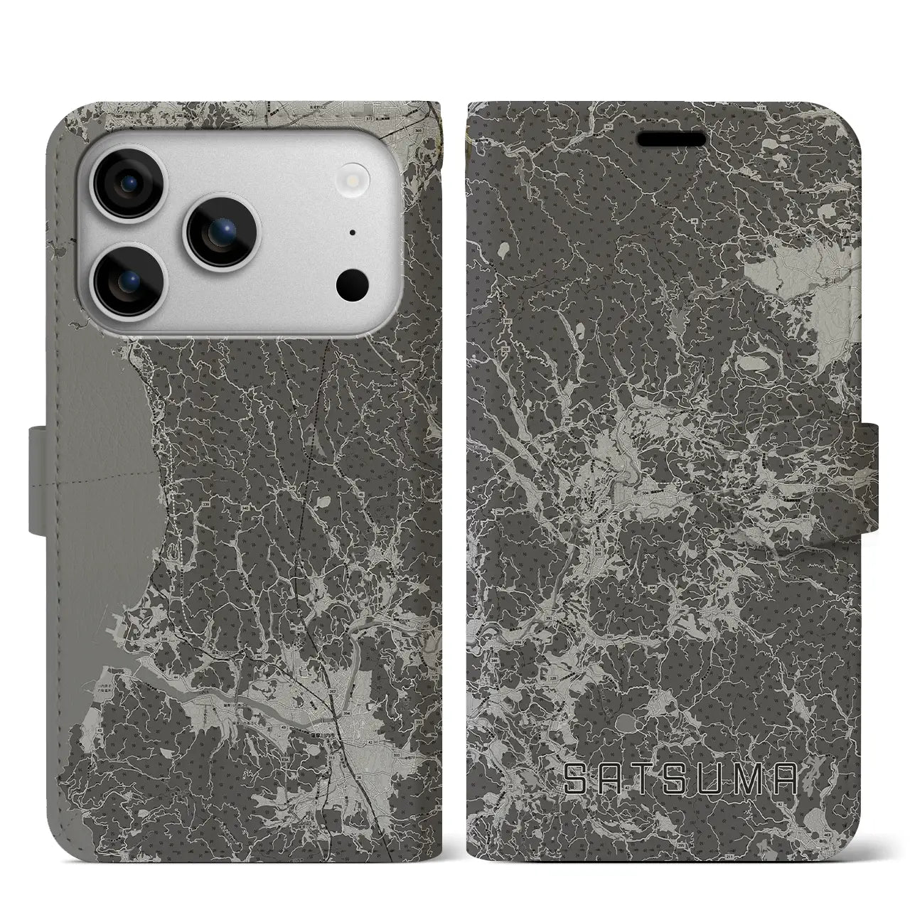 【さつま（鹿児島県）】地図柄iPhoneケース（手帳タイプ）