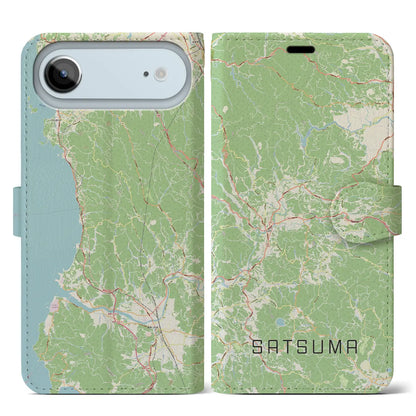 【さつま（鹿児島県）】地図柄iPhoneケース（手帳タイプ）