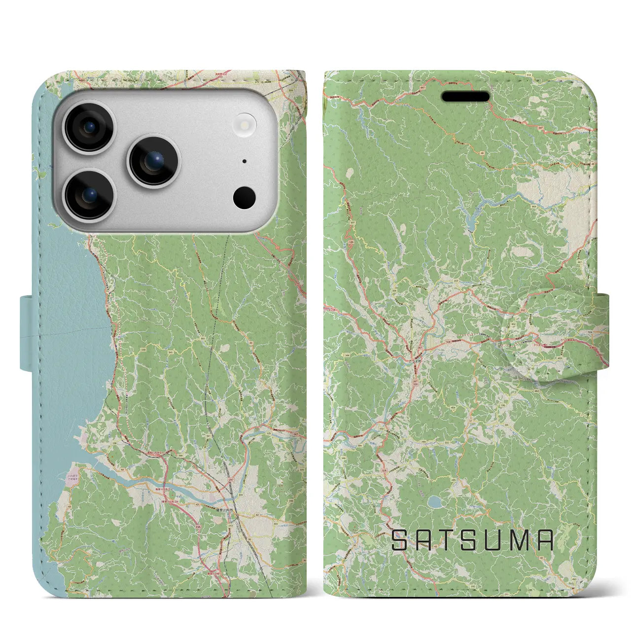 【さつま（鹿児島県）】地図柄iPhoneケース（手帳タイプ）