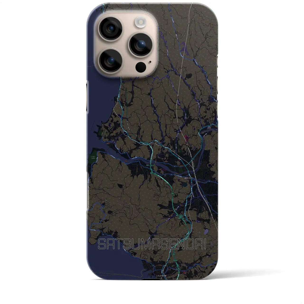 【薩摩川内（鹿児島県）】地図柄iPhoneケース（バックカバータイプ）