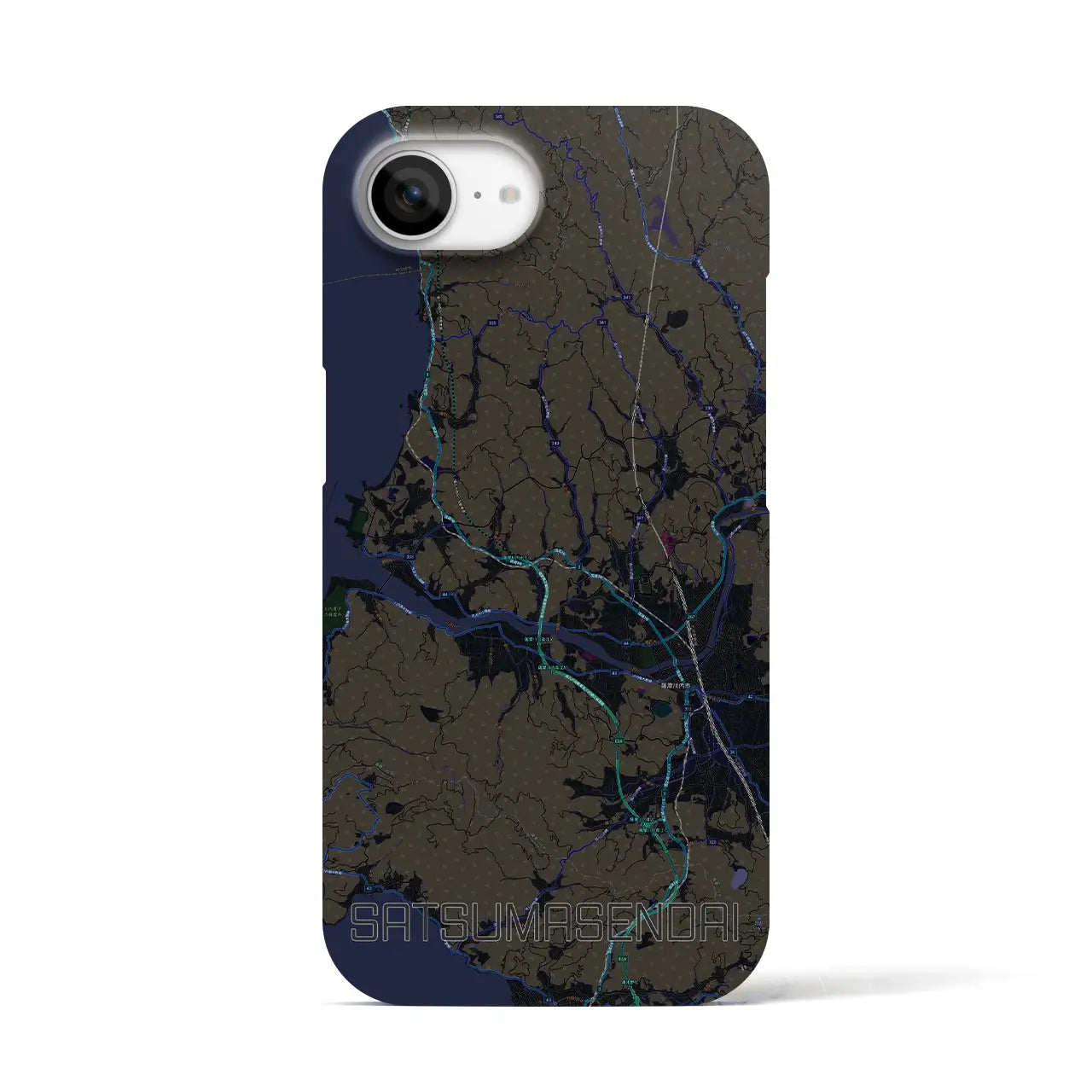 【薩摩川内（鹿児島県）】地図柄iPhoneケース（バックカバータイプ）