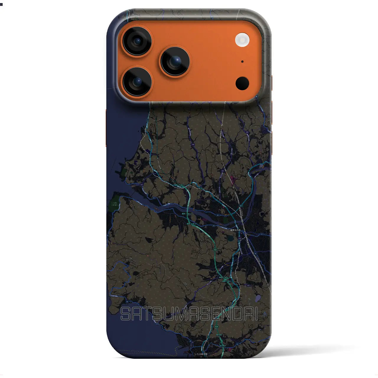 【薩摩川内（鹿児島県）】地図柄iPhoneケース（バックカバータイプ）