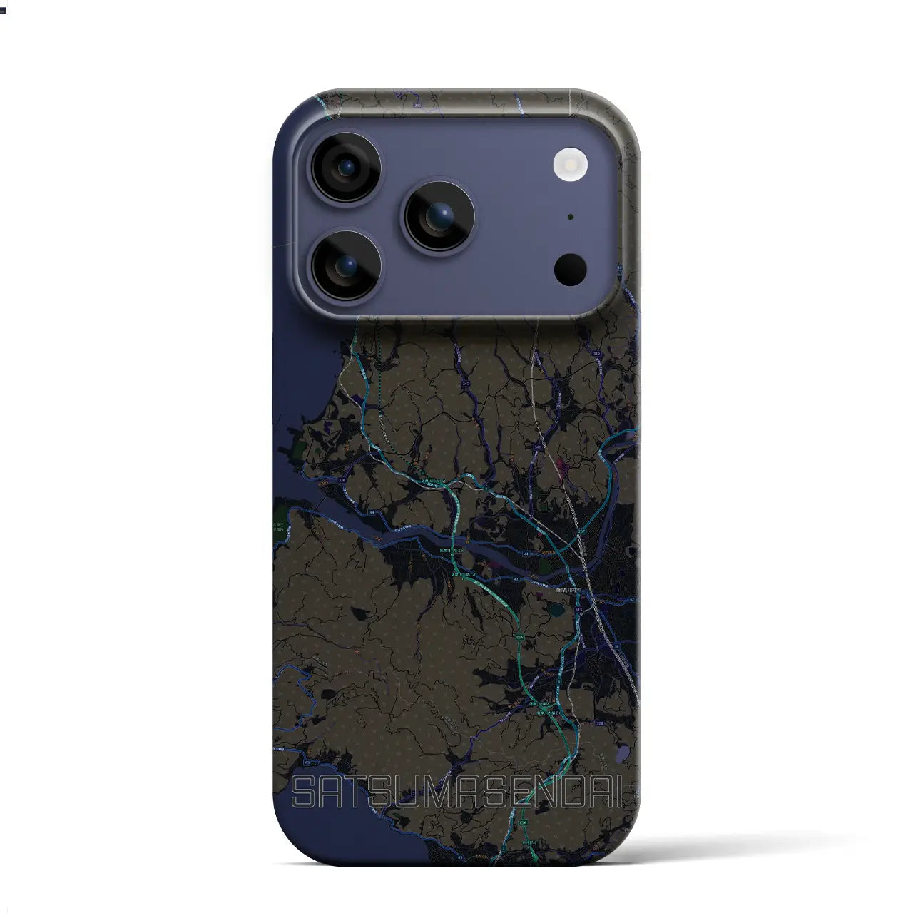 【薩摩川内（鹿児島県）】地図柄iPhoneケース（バックカバータイプ）
