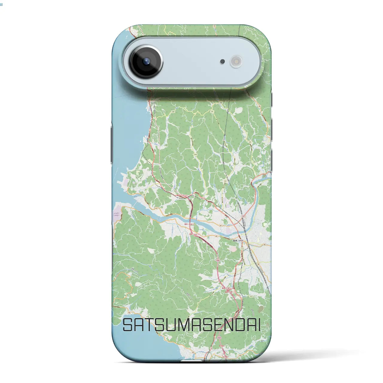 【薩摩川内（鹿児島県）】地図柄iPhoneケース（バックカバータイプ）ブラック・iPhone 17 Pro Max 用