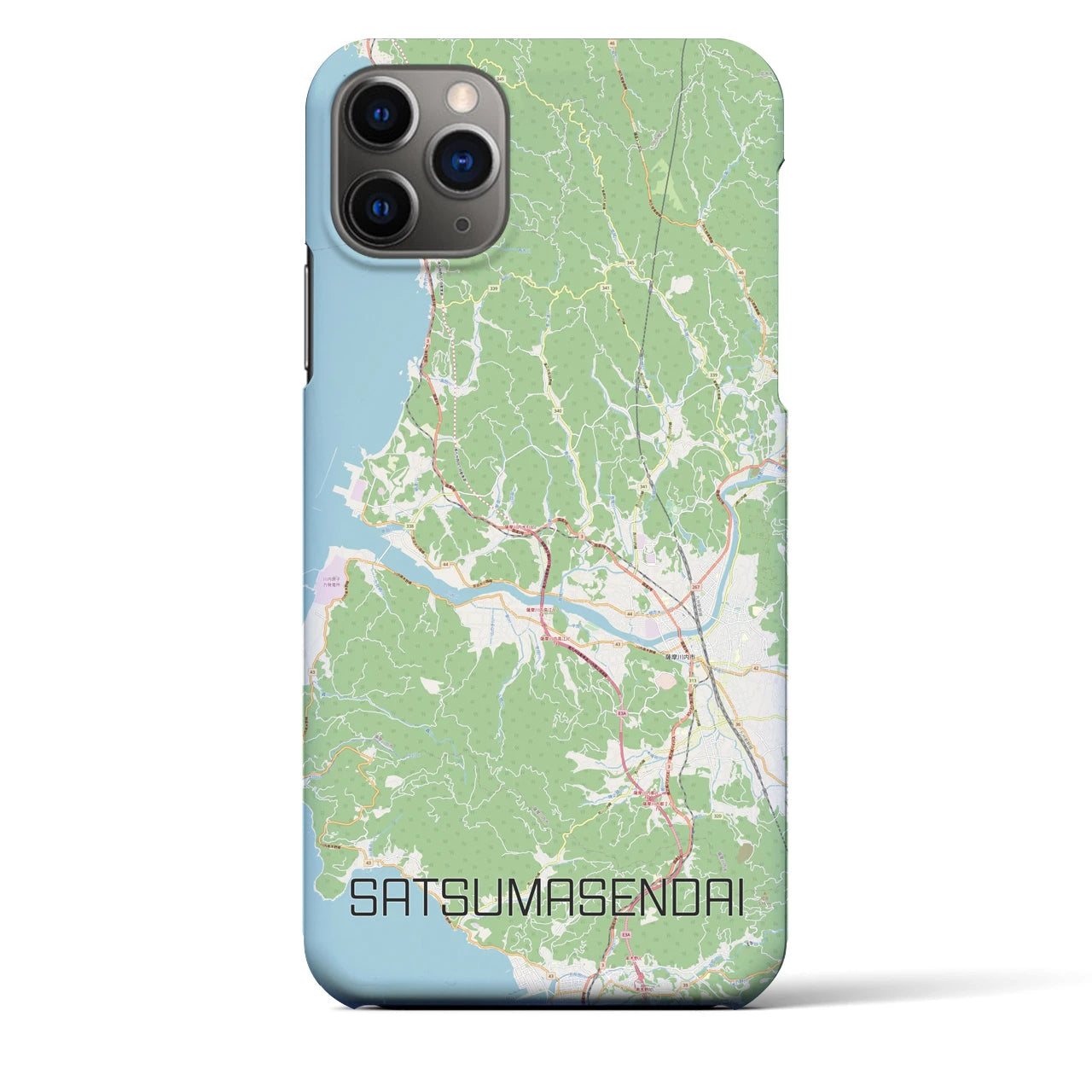 【薩摩川内（鹿児島県）】地図柄iPhoneケース（バックカバータイプ）
