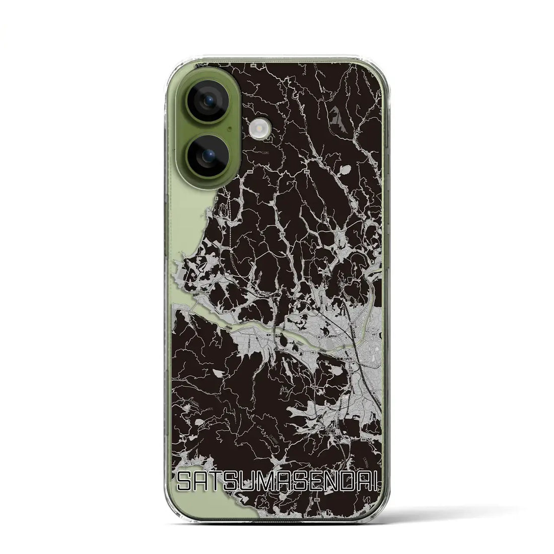 【薩摩川内(鹿児島県)】地図柄iPhoneケース(クリアタイプ)モノトーン・iPhone 17 Pro Max 用