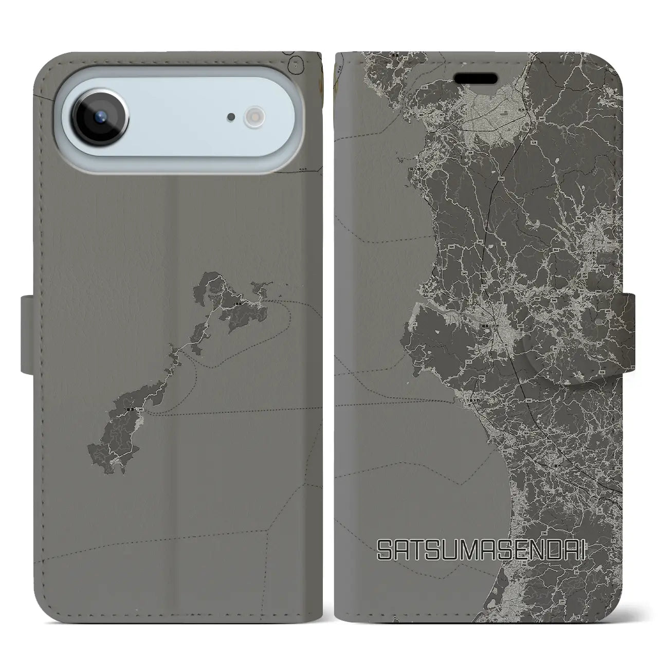 【薩摩川内（鹿児島県）】地図柄iPhoneケース（手帳タイプ）