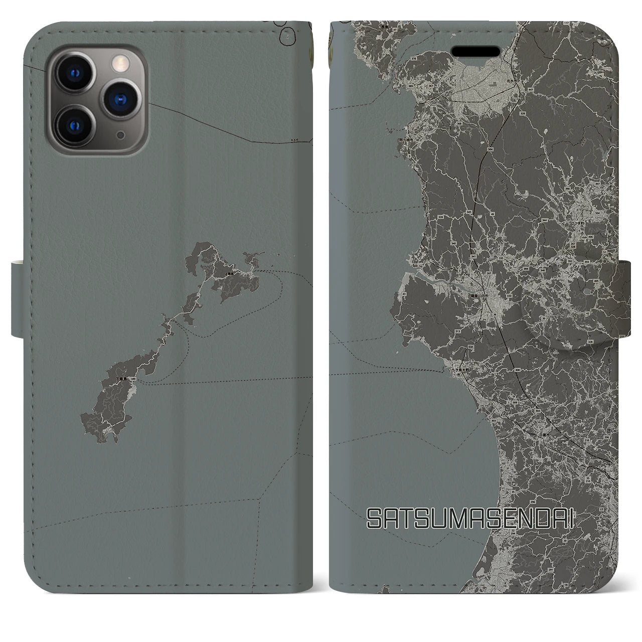 【薩摩川内（鹿児島県）】地図柄iPhoneケース（手帳タイプ）