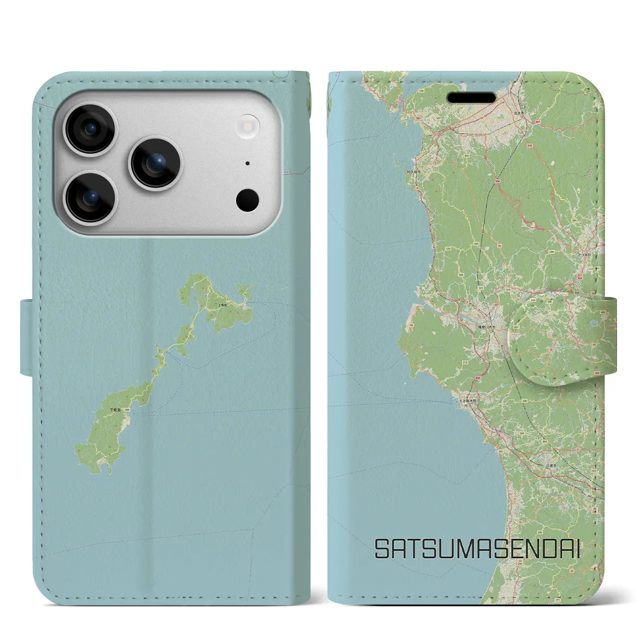 【薩摩川内（鹿児島県）】地図柄iPhoneケース（手帳タイプ）