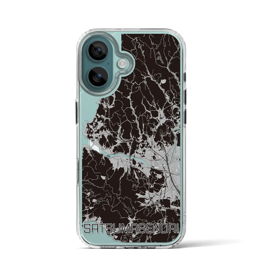 【薩摩川内(鹿児島県)】地図柄iPhoneケース(MagSafeタイプ)モノトーン・iPhone 16 Pro 用