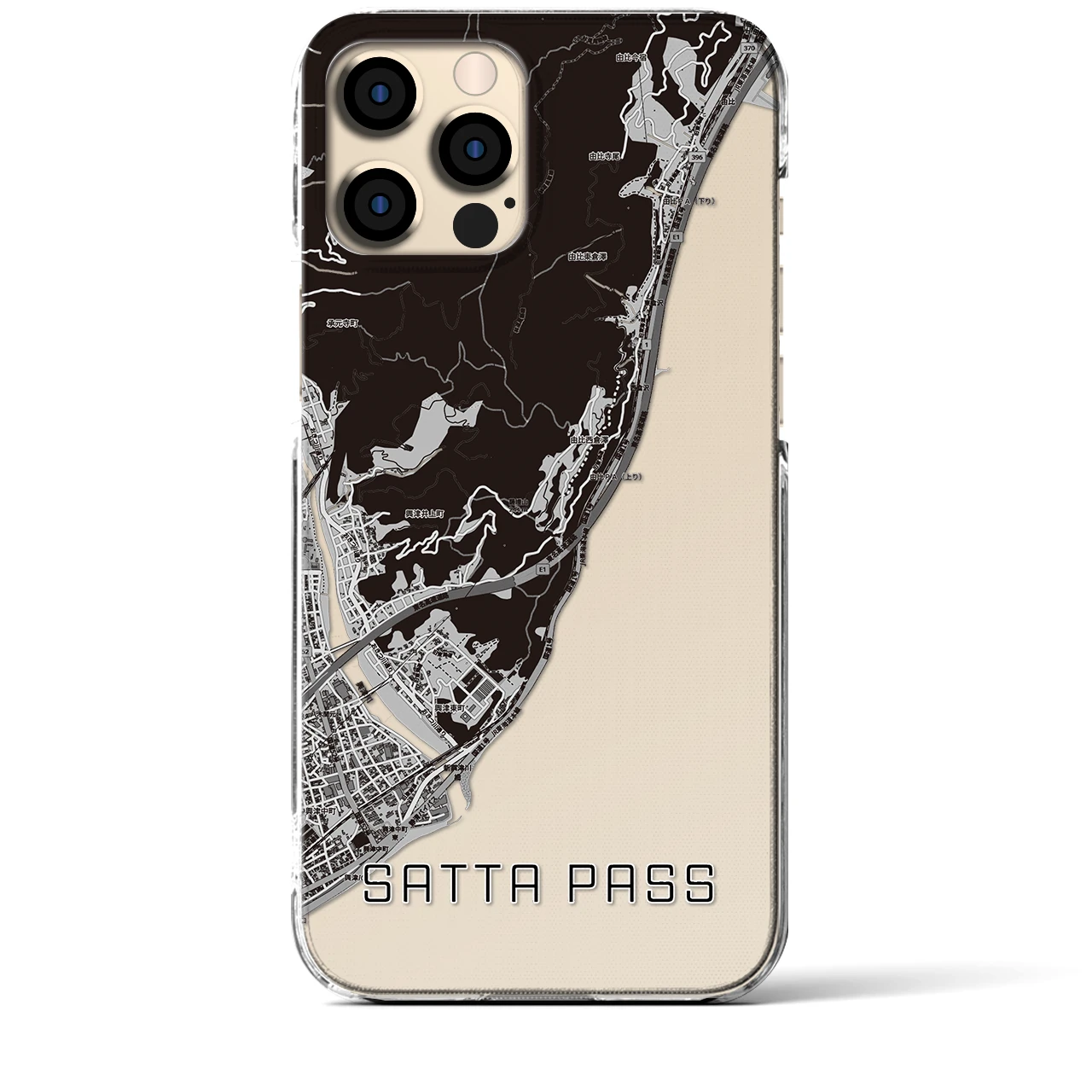 【薩埵峠（静岡県）】地図柄iPhoneケース（クリアタイプ）