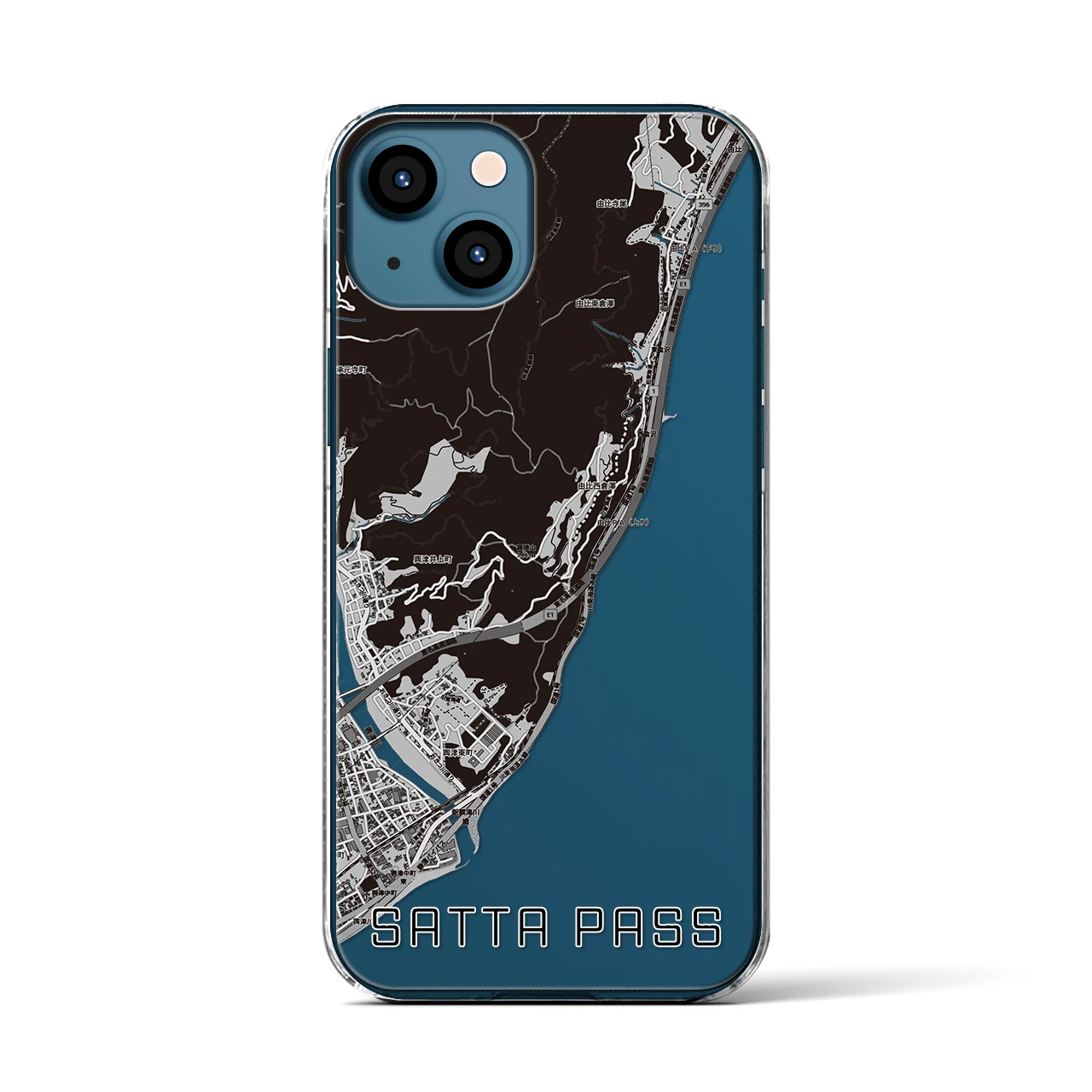 【薩埵峠（静岡県）】地図柄iPhoneケース（クリアタイプ）