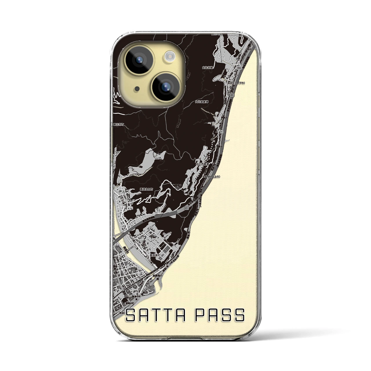 【薩埵峠（静岡県）】地図柄iPhoneケース（クリアタイプ）