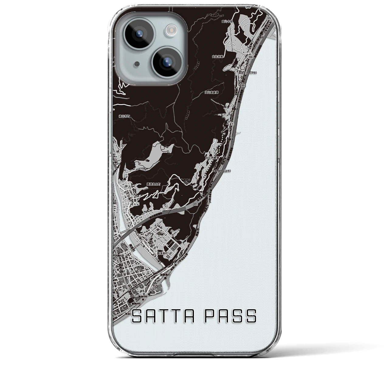 【薩埵峠（静岡県）】地図柄iPhoneケース（クリアタイプ）