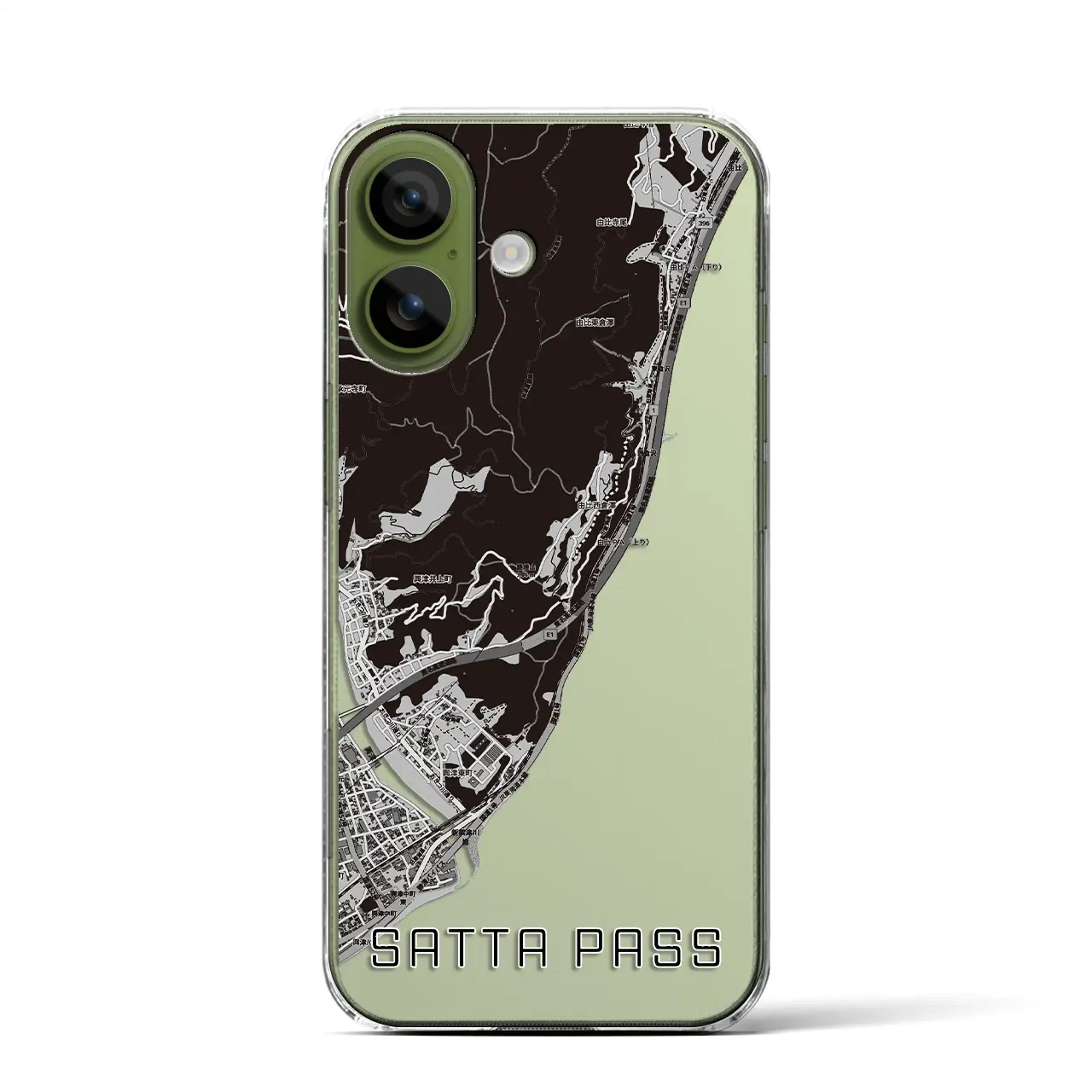 【薩埵峠（静岡県）】地図柄iPhoneケース（クリアタイプ）モノトーン・iPhone 17 Pro Max 用