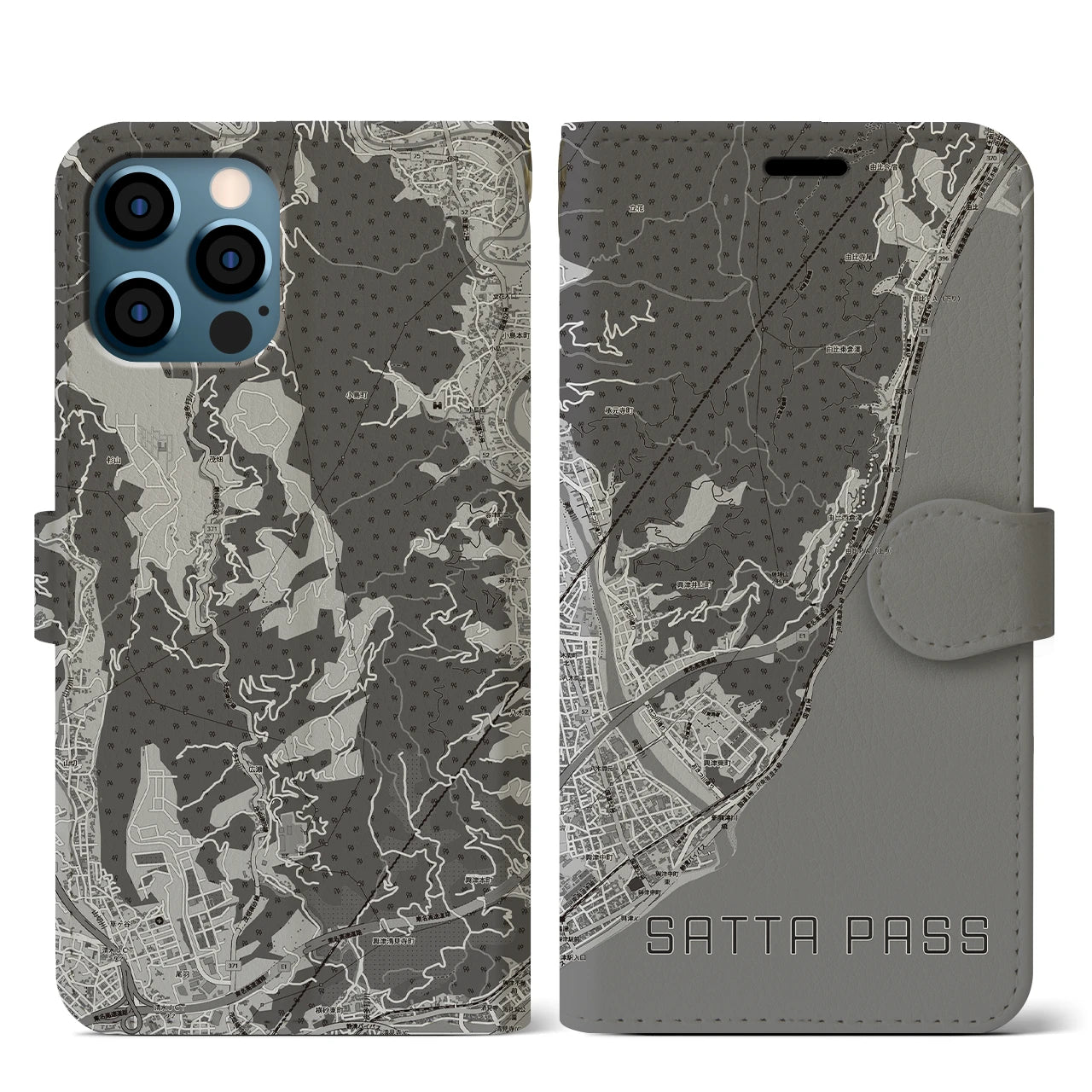 【薩埵峠（静岡県）】地図柄iPhoneケース（手帳タイプ）