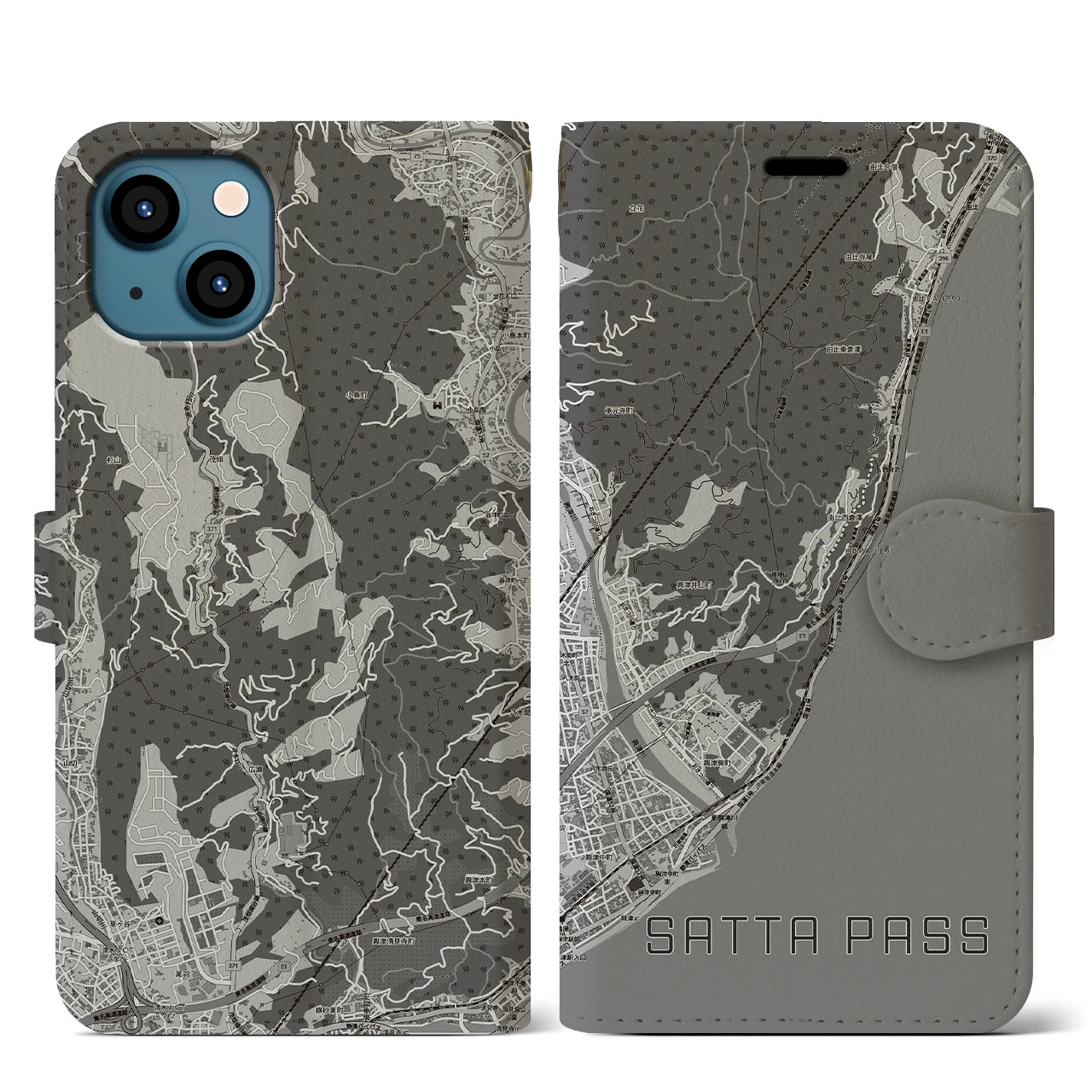 【薩埵峠（静岡県）】地図柄iPhoneケース（手帳タイプ）