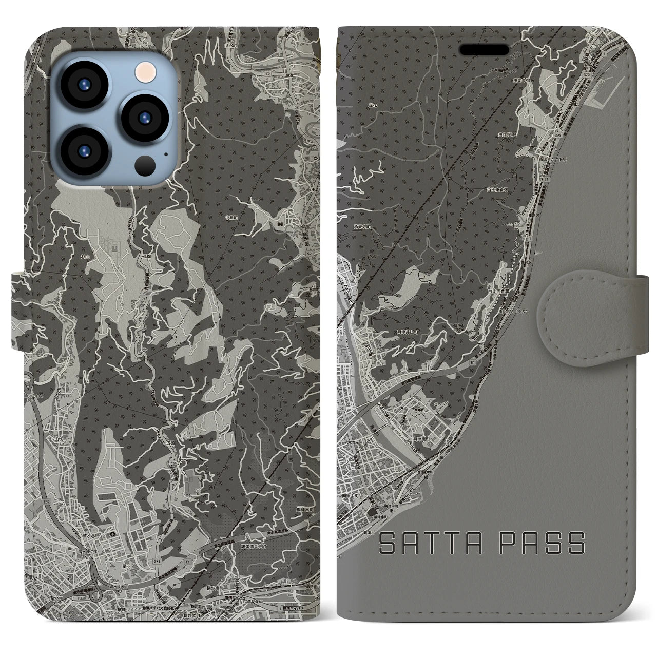 【薩埵峠（静岡県）】地図柄iPhoneケース（手帳タイプ）