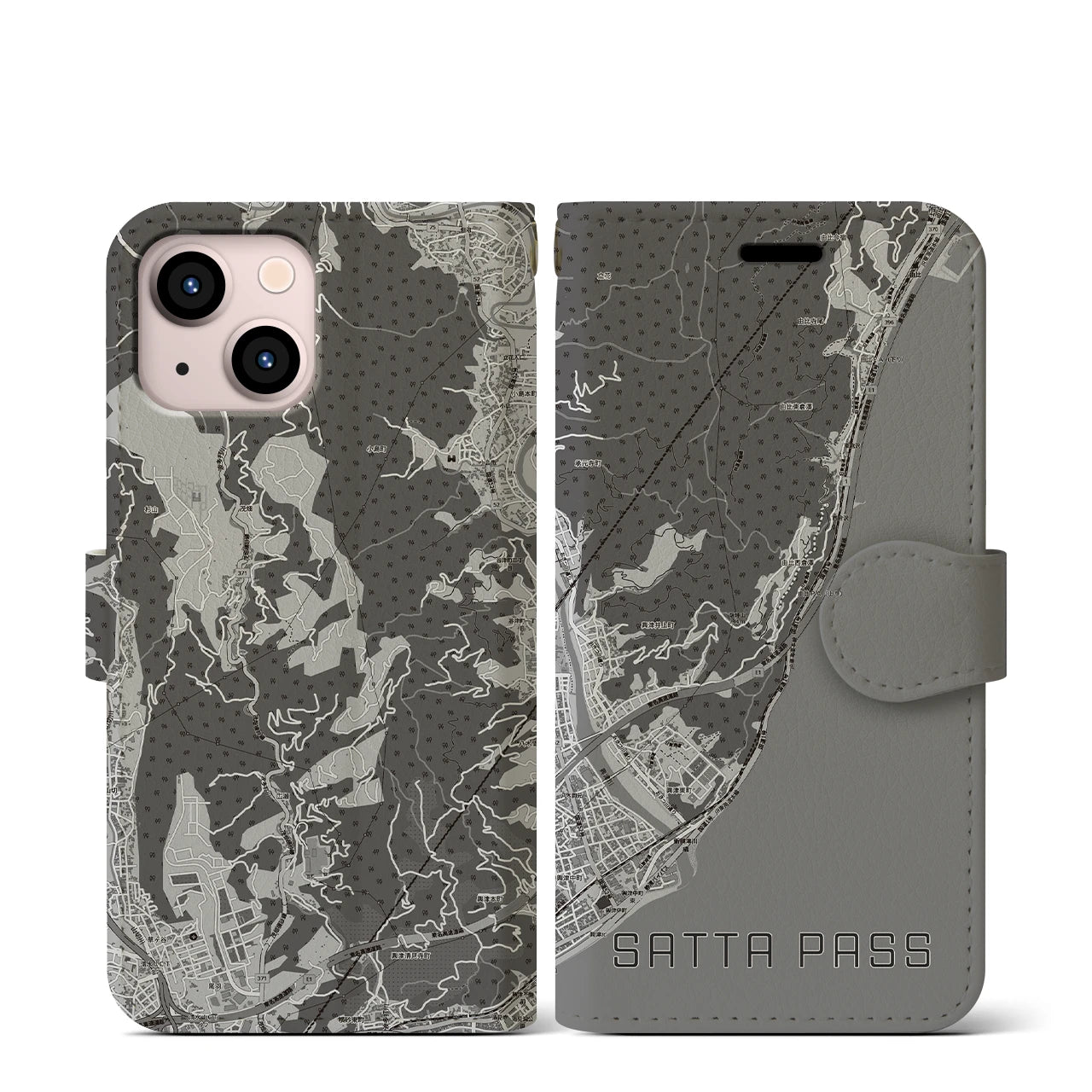 【薩埵峠（静岡県）】地図柄iPhoneケース（手帳タイプ）