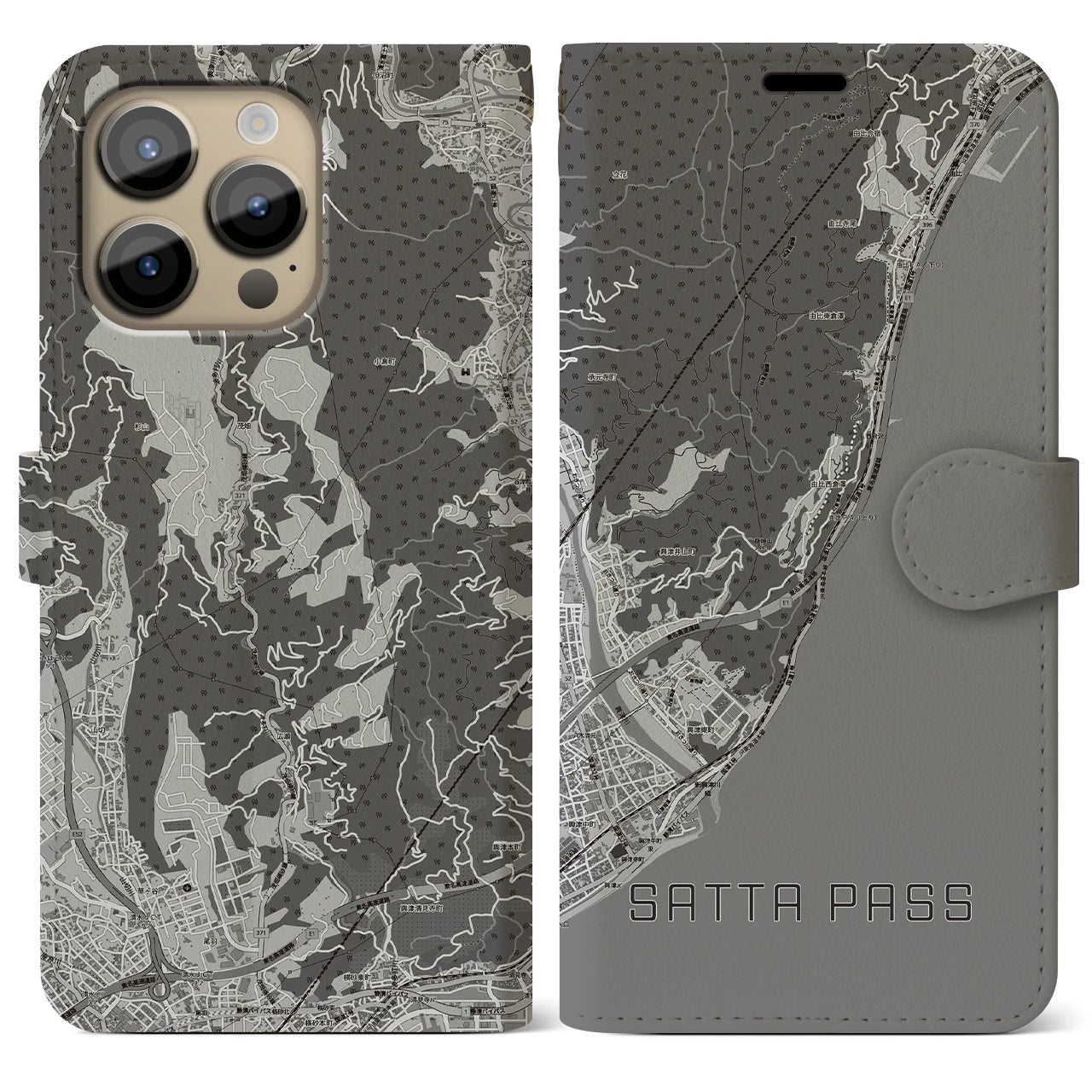 【薩埵峠（静岡県）】地図柄iPhoneケース（手帳タイプ）