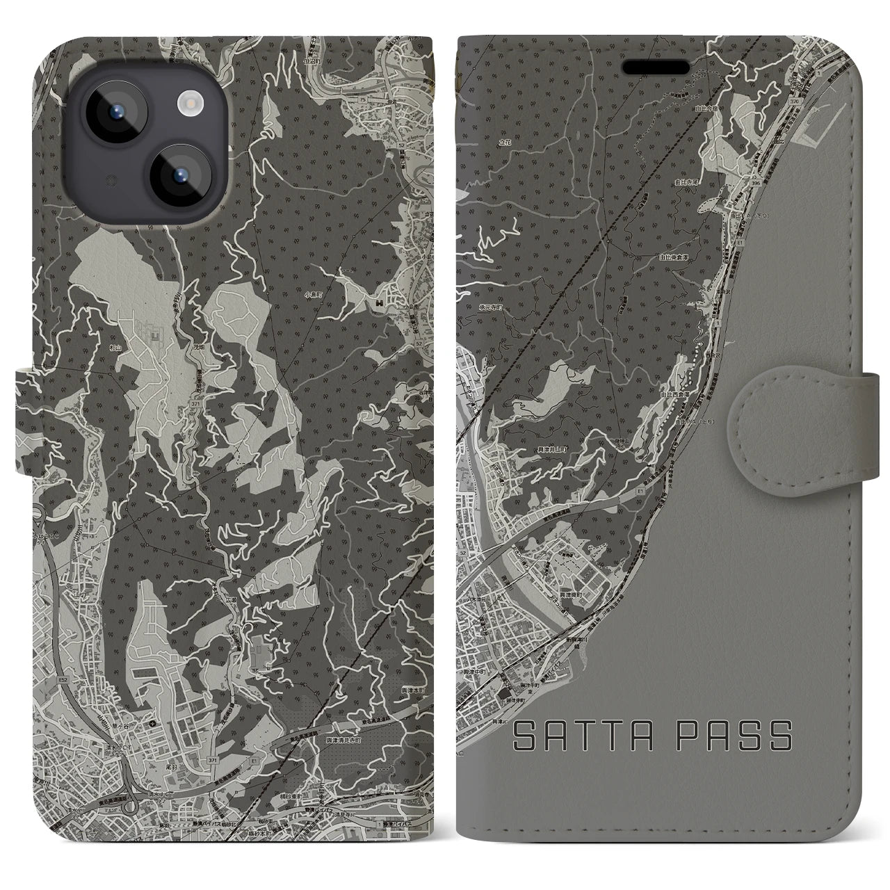 【薩埵峠（静岡県）】地図柄iPhoneケース（手帳タイプ）