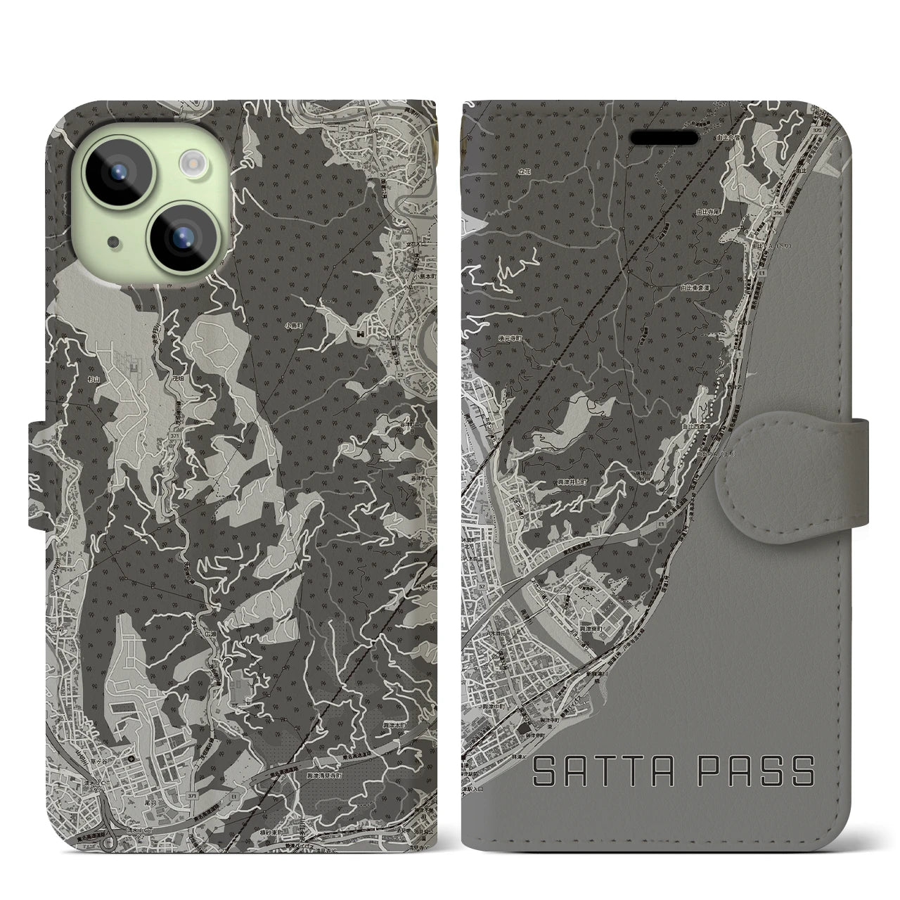 【薩埵峠（静岡県）】地図柄iPhoneケース（手帳タイプ）