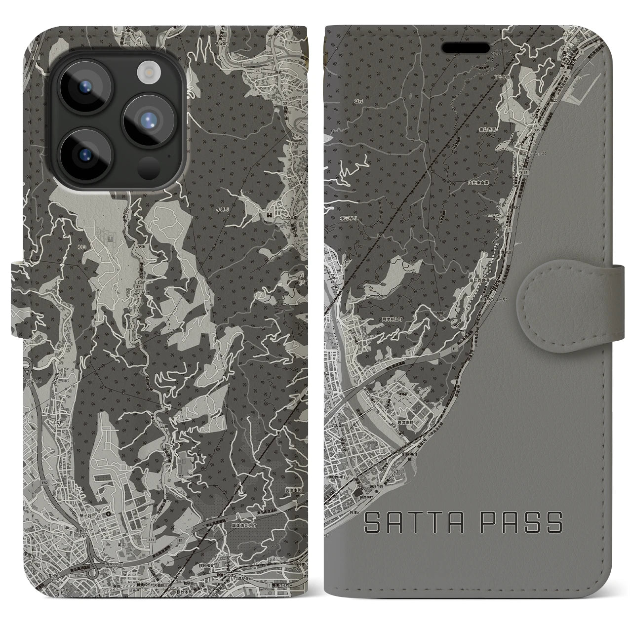 【薩埵峠（静岡県）】地図柄iPhoneケース（手帳タイプ）