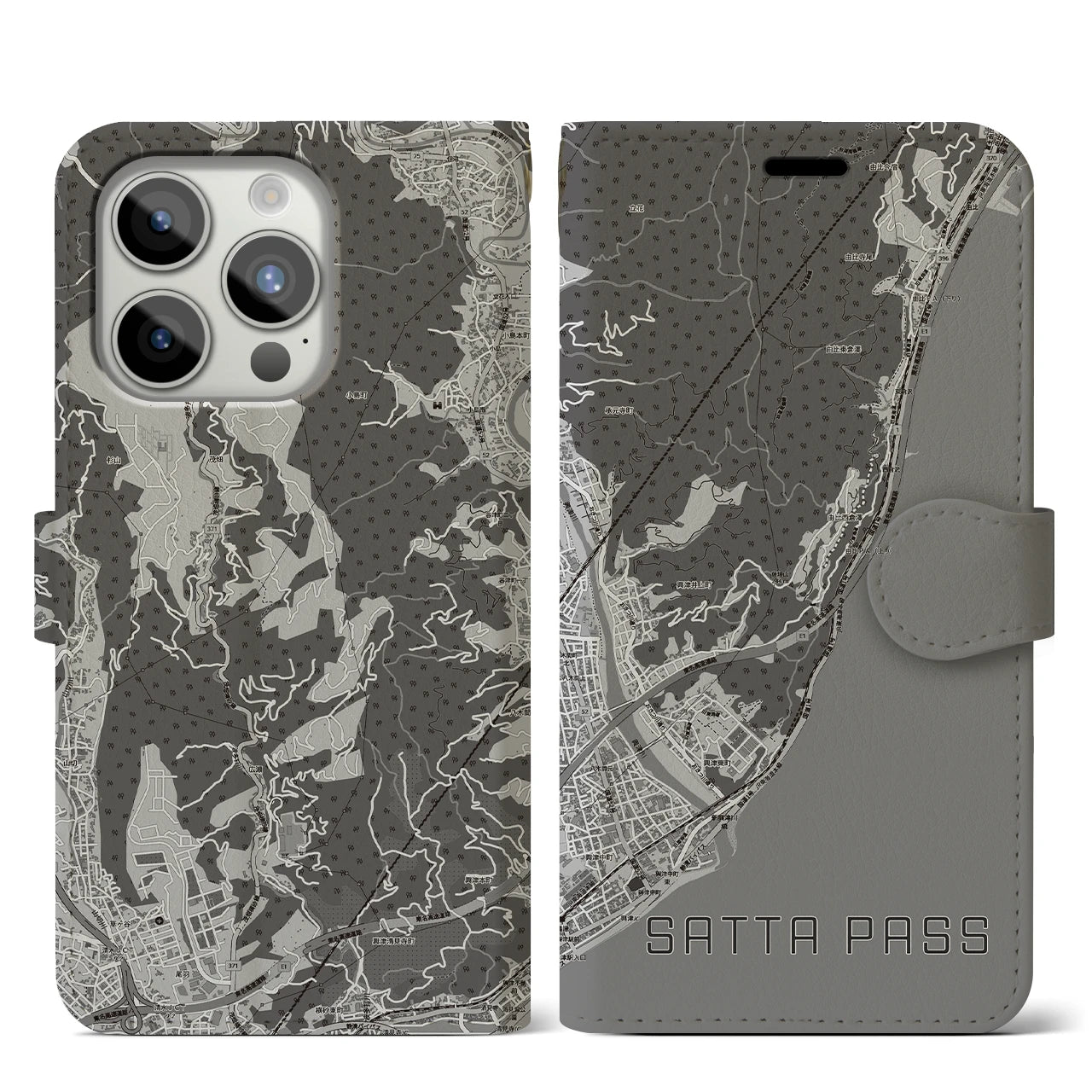 【薩埵峠（静岡県）】地図柄iPhoneケース（手帳タイプ）