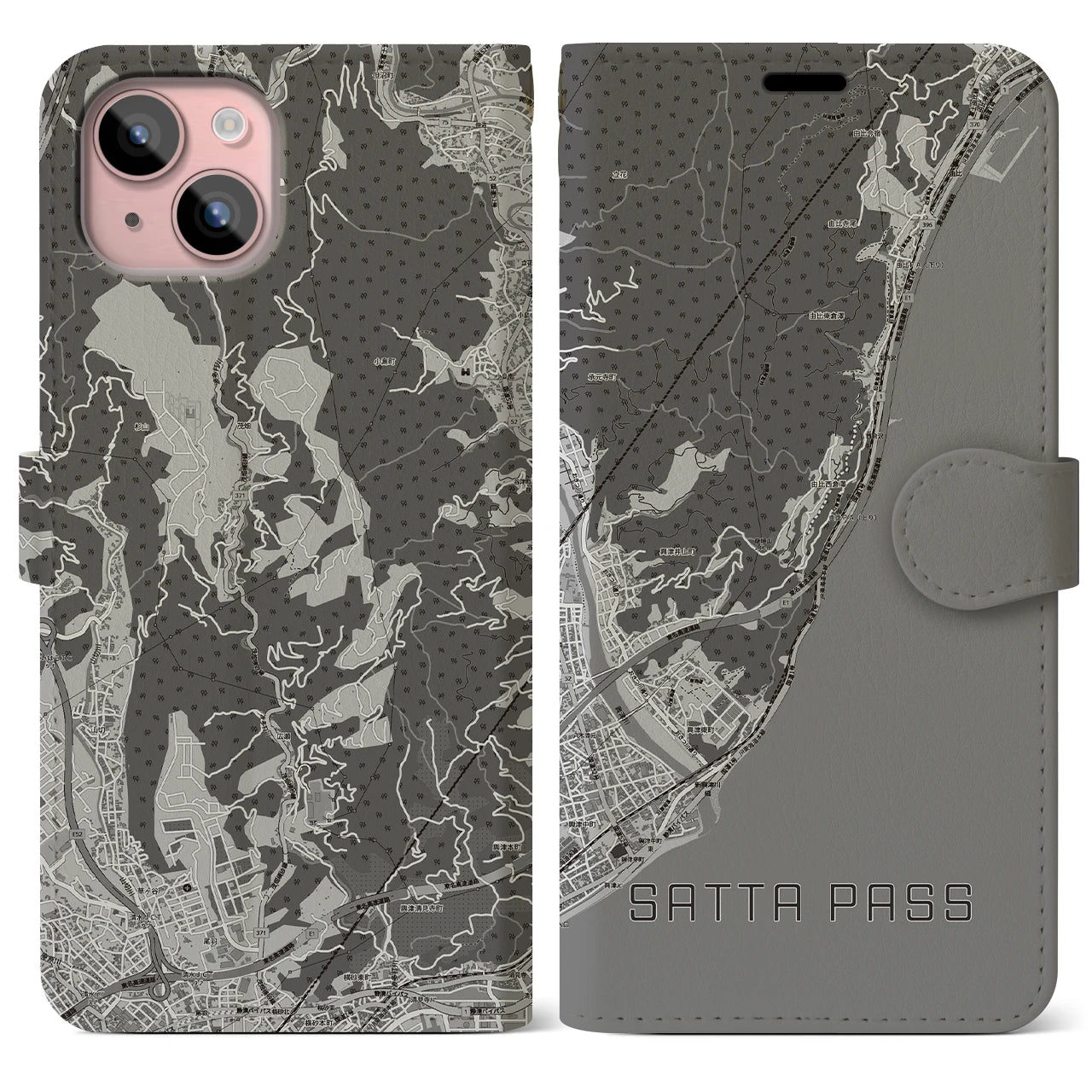 【薩埵峠（静岡県）】地図柄iPhoneケース（手帳タイプ）