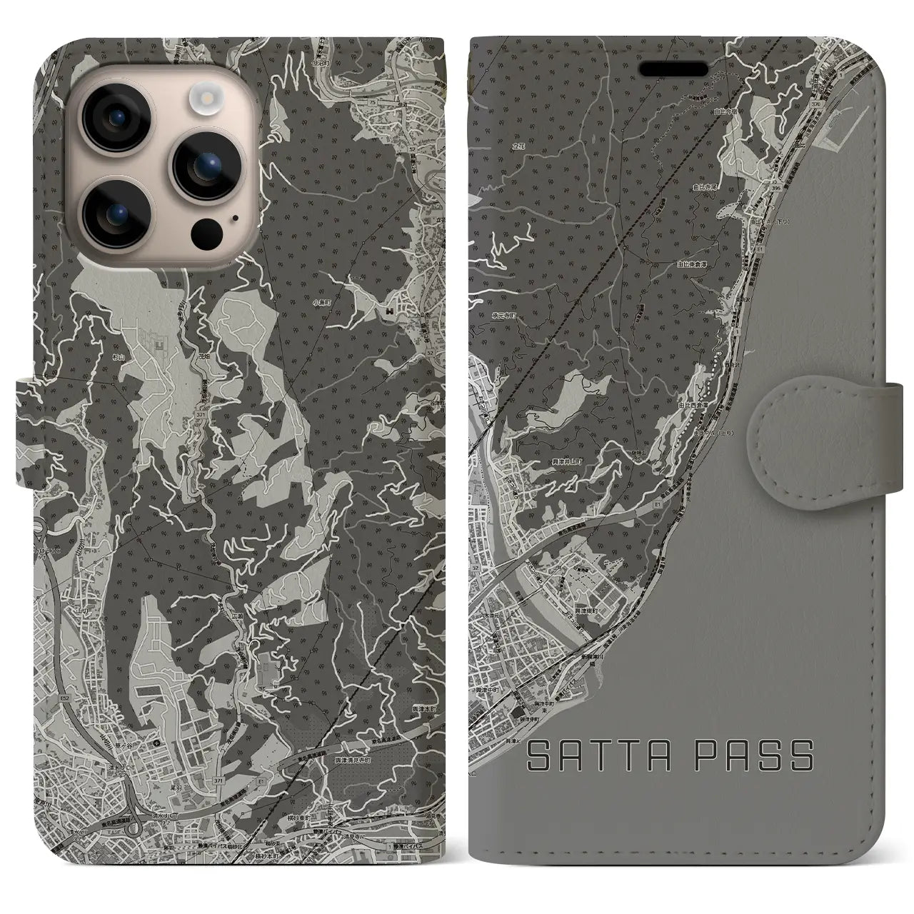 【薩埵峠（静岡県）】地図柄iPhoneケース（手帳タイプ）