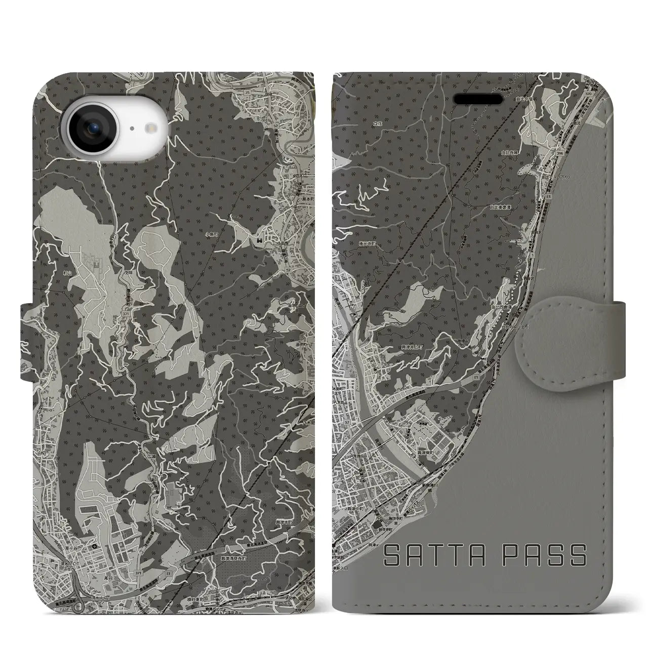 【薩埵峠（静岡県）】地図柄iPhoneケース（手帳タイプ）