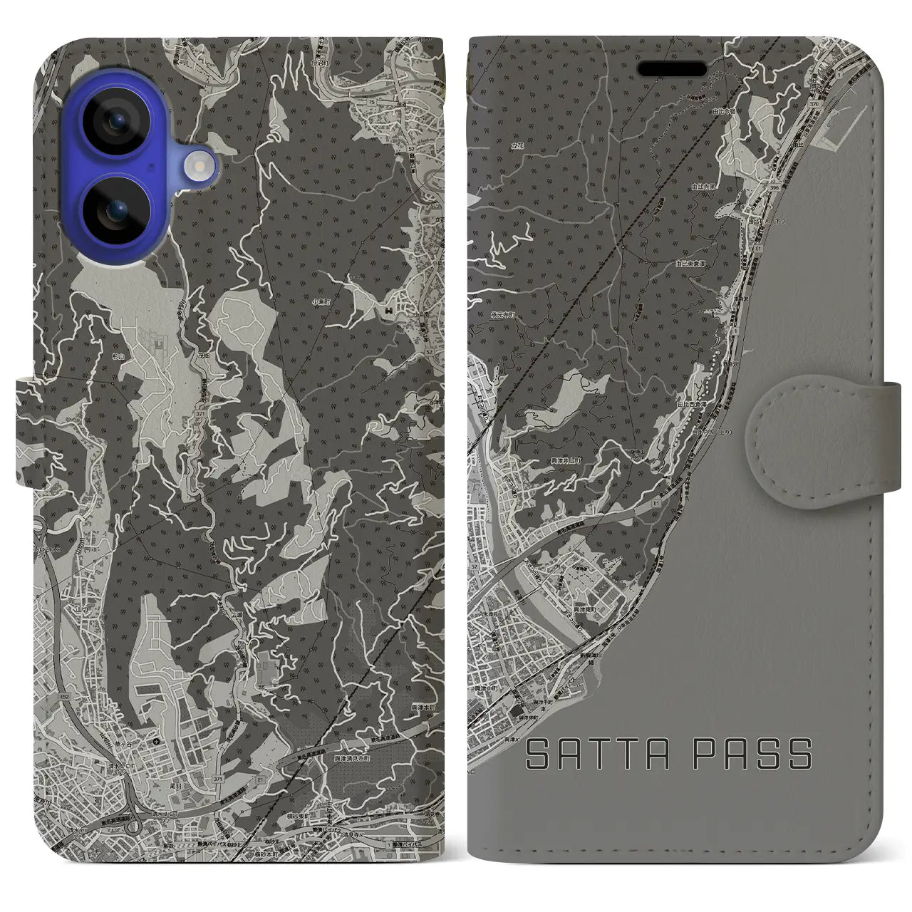 【薩埵峠（静岡県）】地図柄iPhoneケース（手帳タイプ）