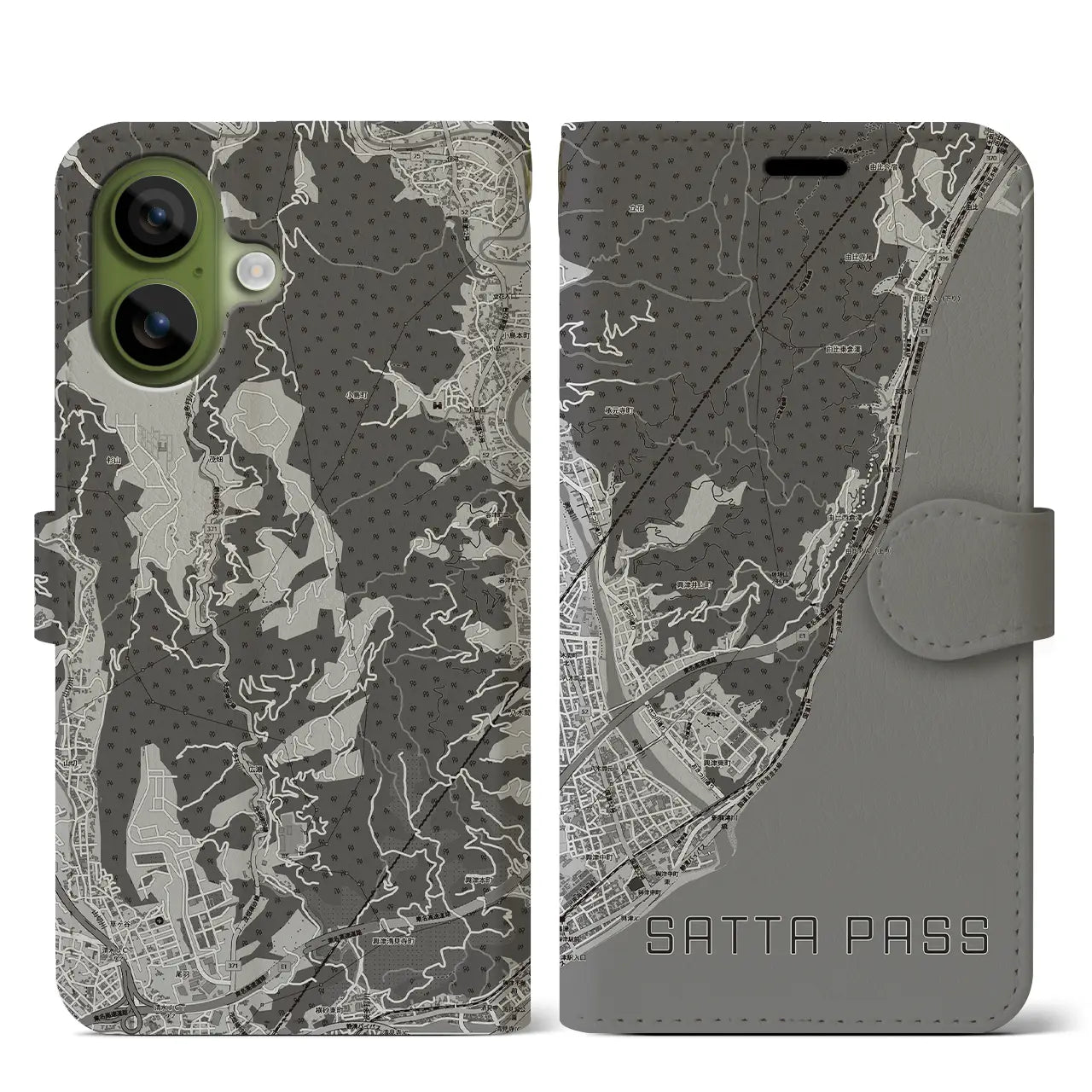 【薩埵峠（静岡県）】地図柄iPhoneケース（手帳タイプ）