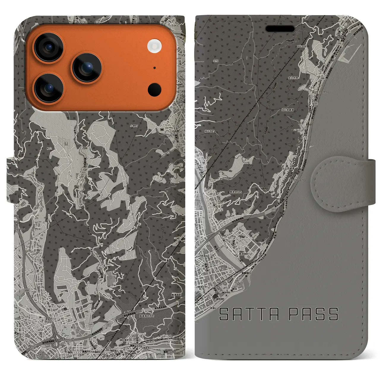 【薩埵峠（静岡県）】地図柄iPhoneケース（手帳タイプ）