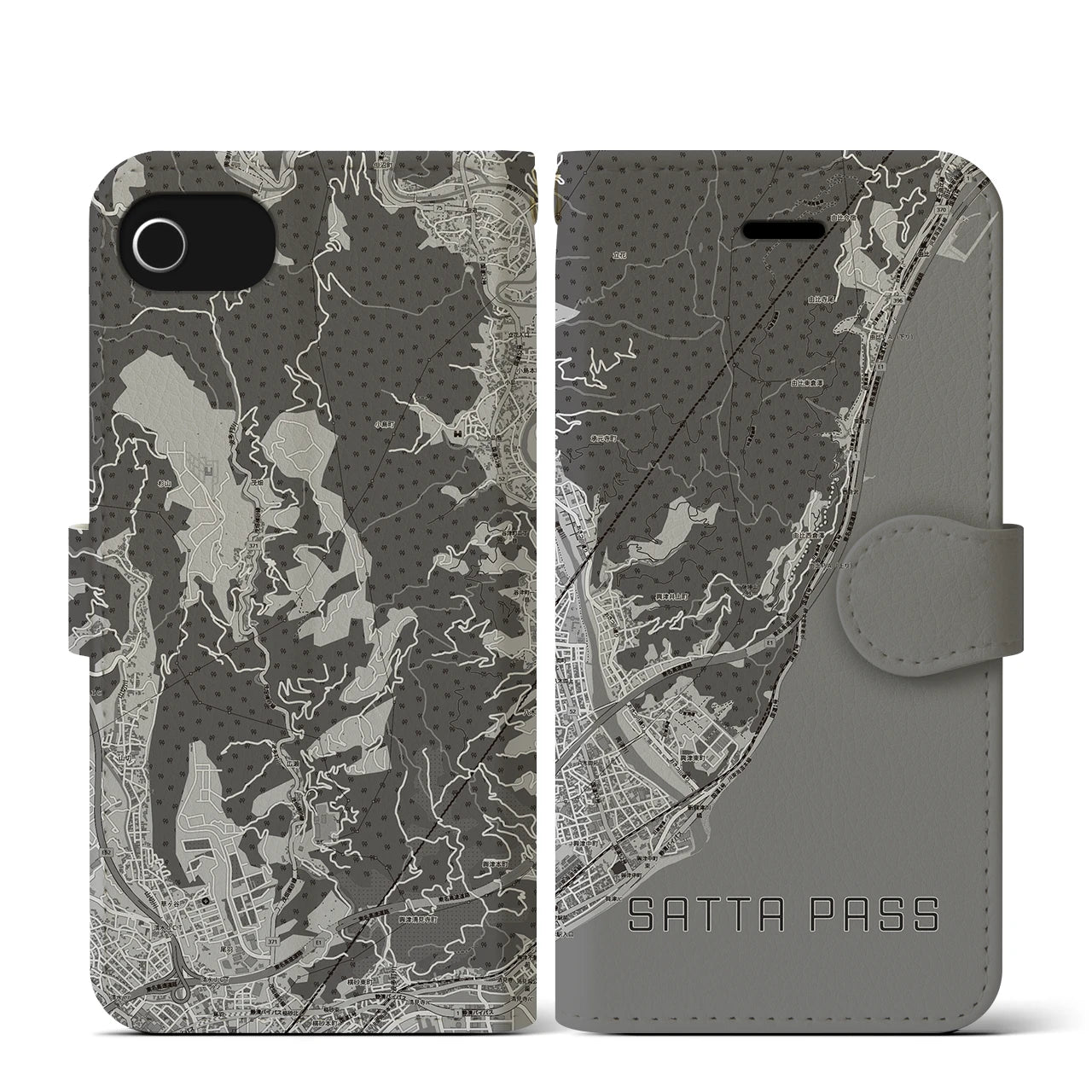 【薩埵峠（静岡県）】地図柄iPhoneケース（手帳タイプ）