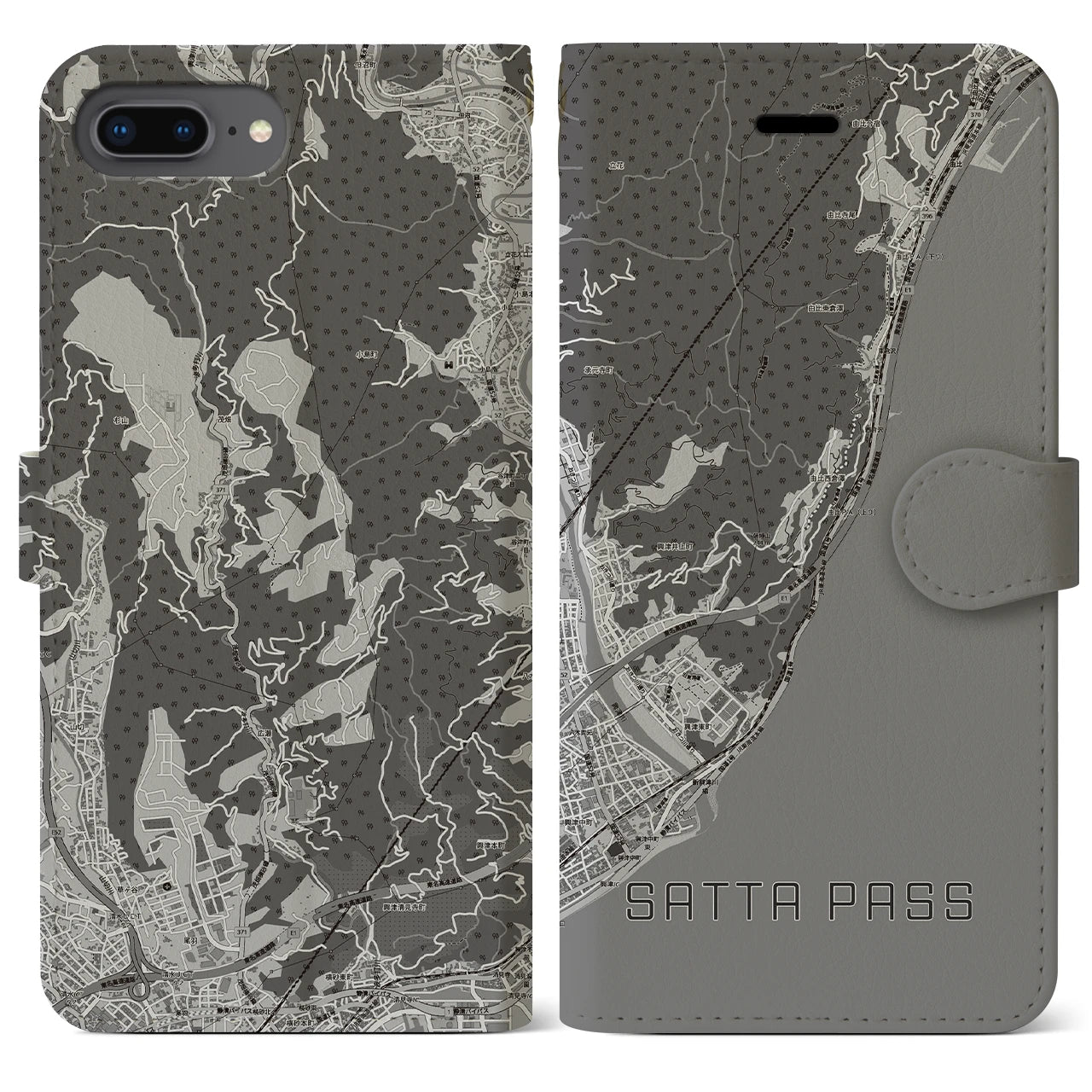 【薩埵峠（静岡県）】地図柄iPhoneケース（手帳タイプ）