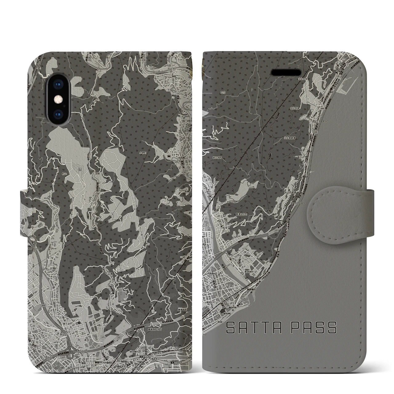 【薩埵峠（静岡県）】地図柄iPhoneケース（手帳タイプ）