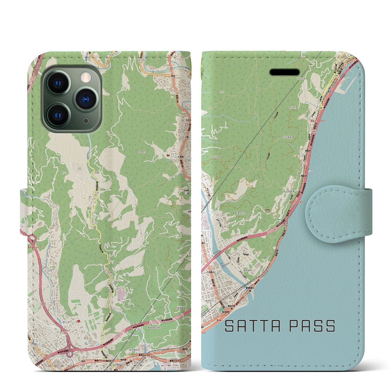 【薩埵峠（静岡県）】地図柄iPhoneケース（手帳タイプ）