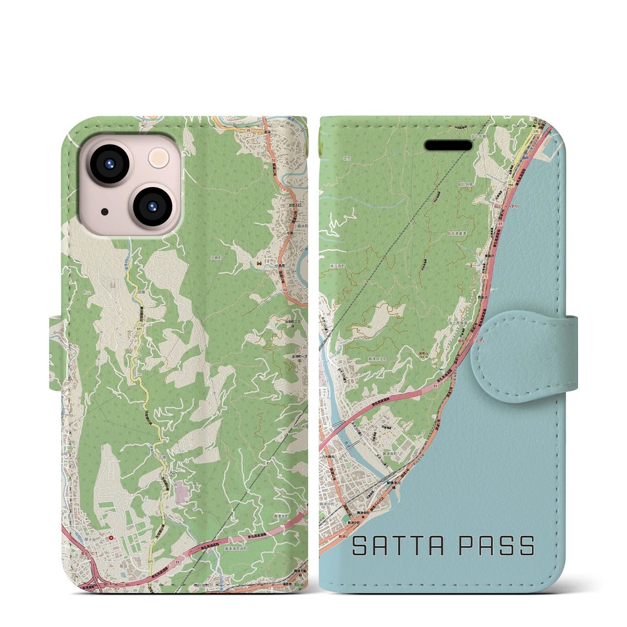 【薩埵峠（静岡県）】地図柄iPhoneケース（手帳タイプ）