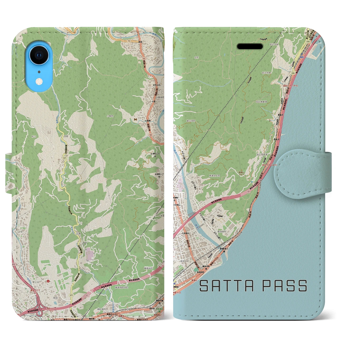 【薩埵峠（静岡県）】地図柄iPhoneケース（手帳タイプ）