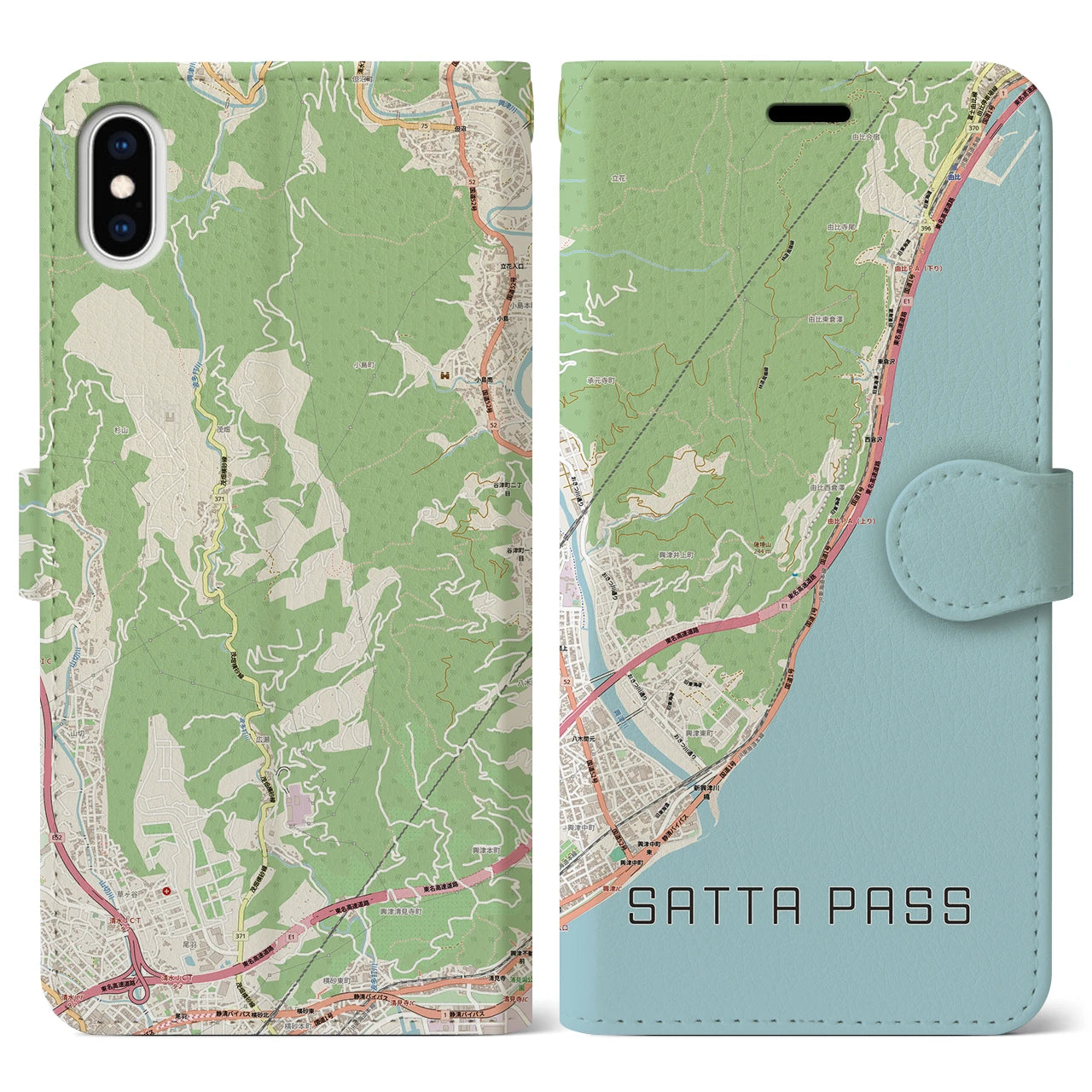 【薩埵峠（静岡県）】地図柄iPhoneケース（手帳タイプ）